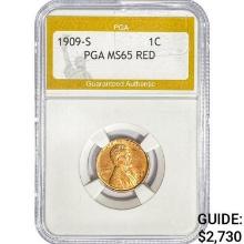 1909-S Wheat Cent PGA MS65 RED