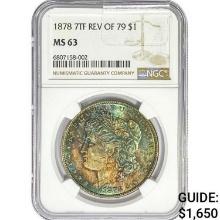 1878 7TF Morgan Silver Dollar NGC MS63 REV 79