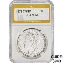 1878 7/8TF Morgan Silver Dollar PGA MS64