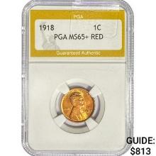 1918 Wheat Cent PGA MS65+ RED
