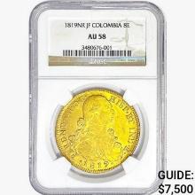 1819NR .7614oz. Gold JF Colombia 8Escudos NGC AU58