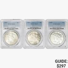 1923&1925 [3] Silver Peace Dollar PCGS MS62