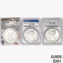 2011-2021 [3] Silver Eagle ANACS/PCGS MS69/70