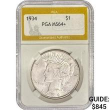 1934 Silver Peace Dollar PGA MS64+