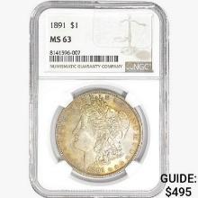 1891 Morgan Silver Dollar NGC MS63