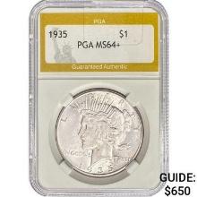 1935 Silver Peace Dollar PGA MS64+