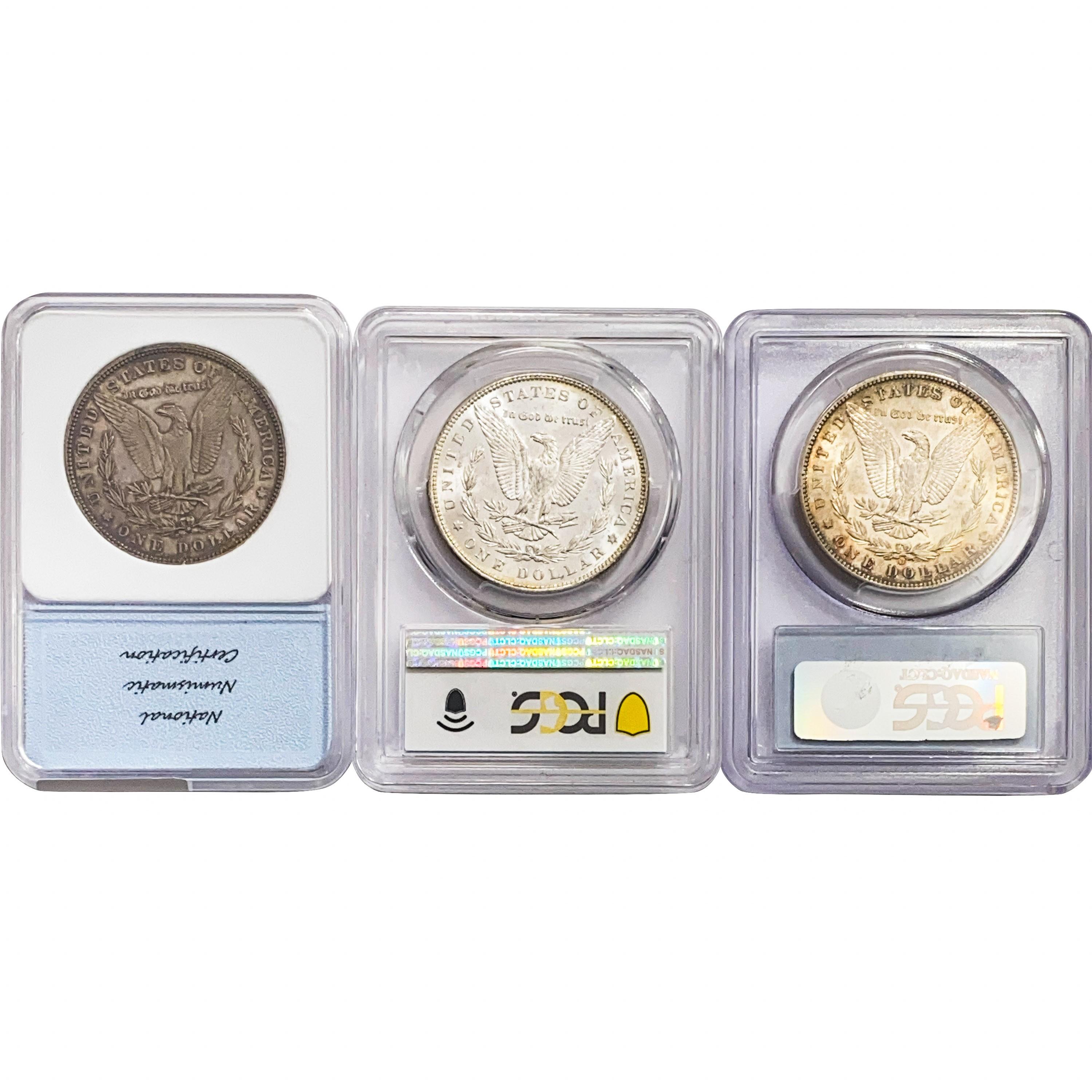 1879-1899 UNC Graded Morgan Silver Dollars [3 Coin