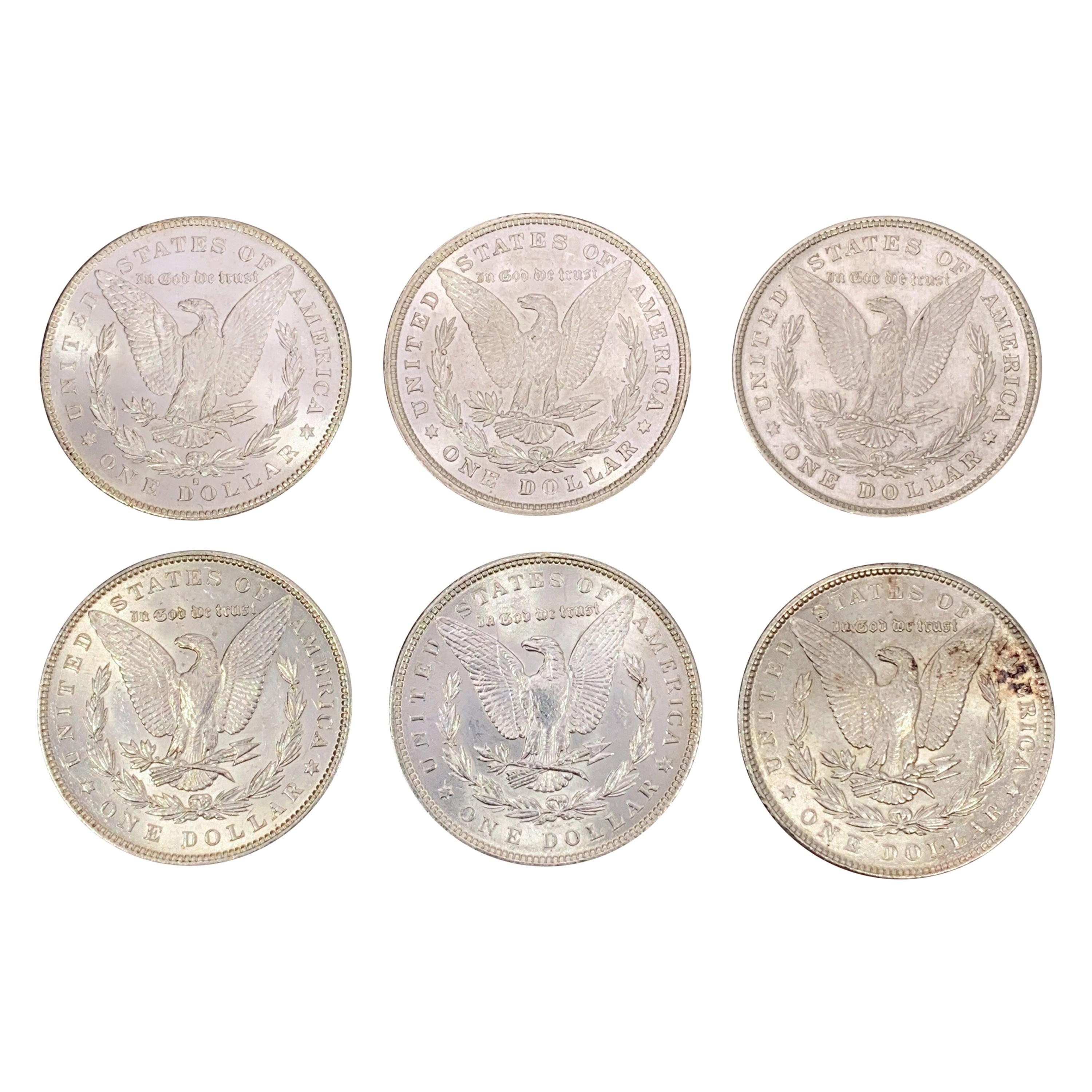 1878-1899 UNC Morgan Silver Dollars [6 Coins]