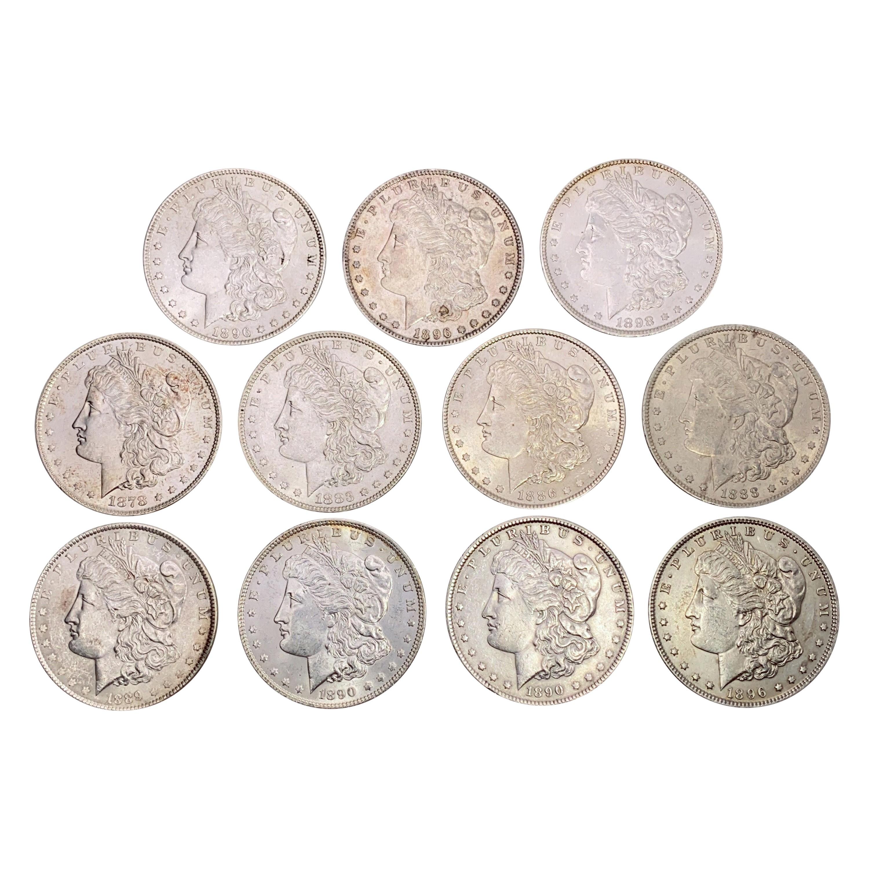 1878-1898 UNC Morgan Silver Dollars [11 Coins]