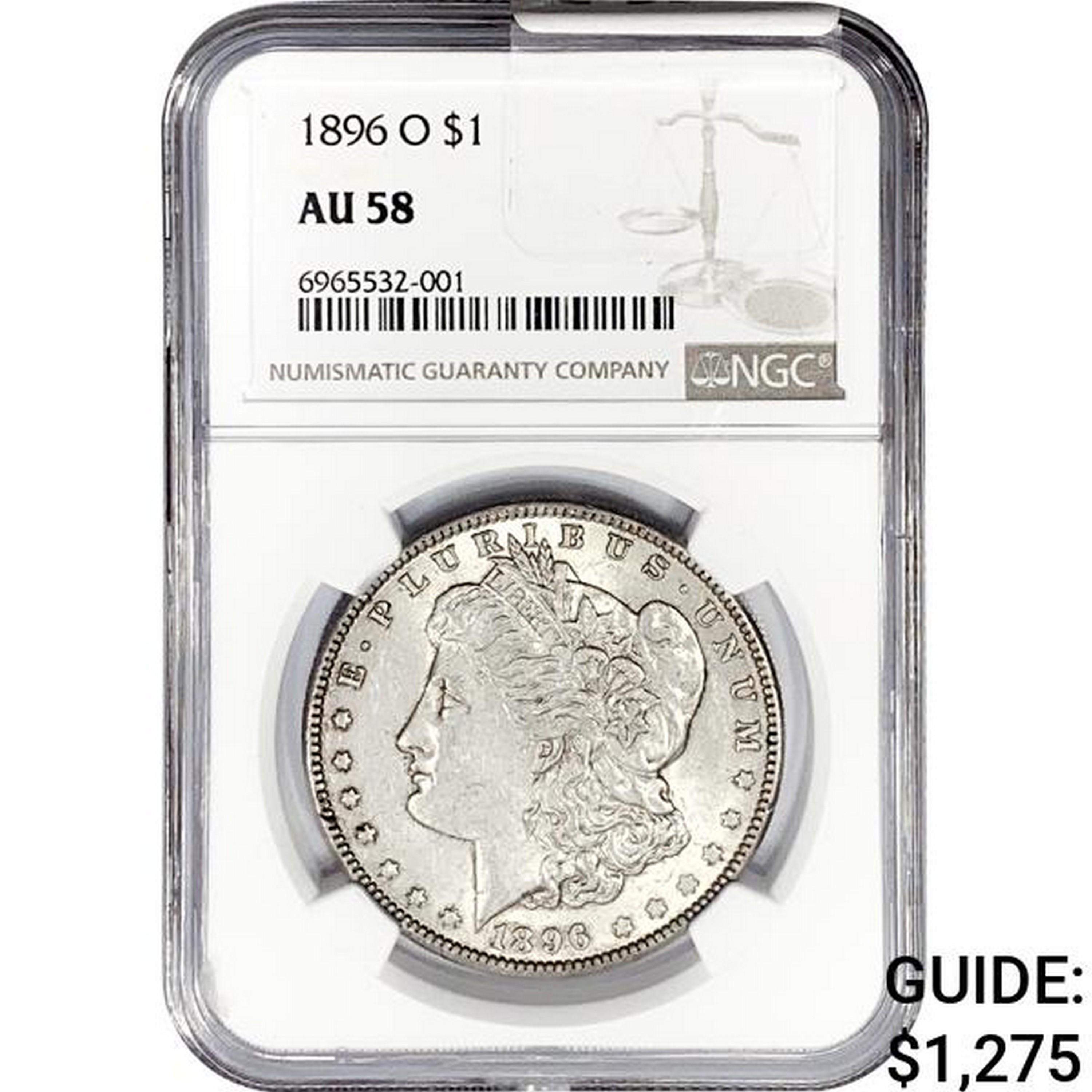 1896-O Morgan Silver Dollar NGC AU58