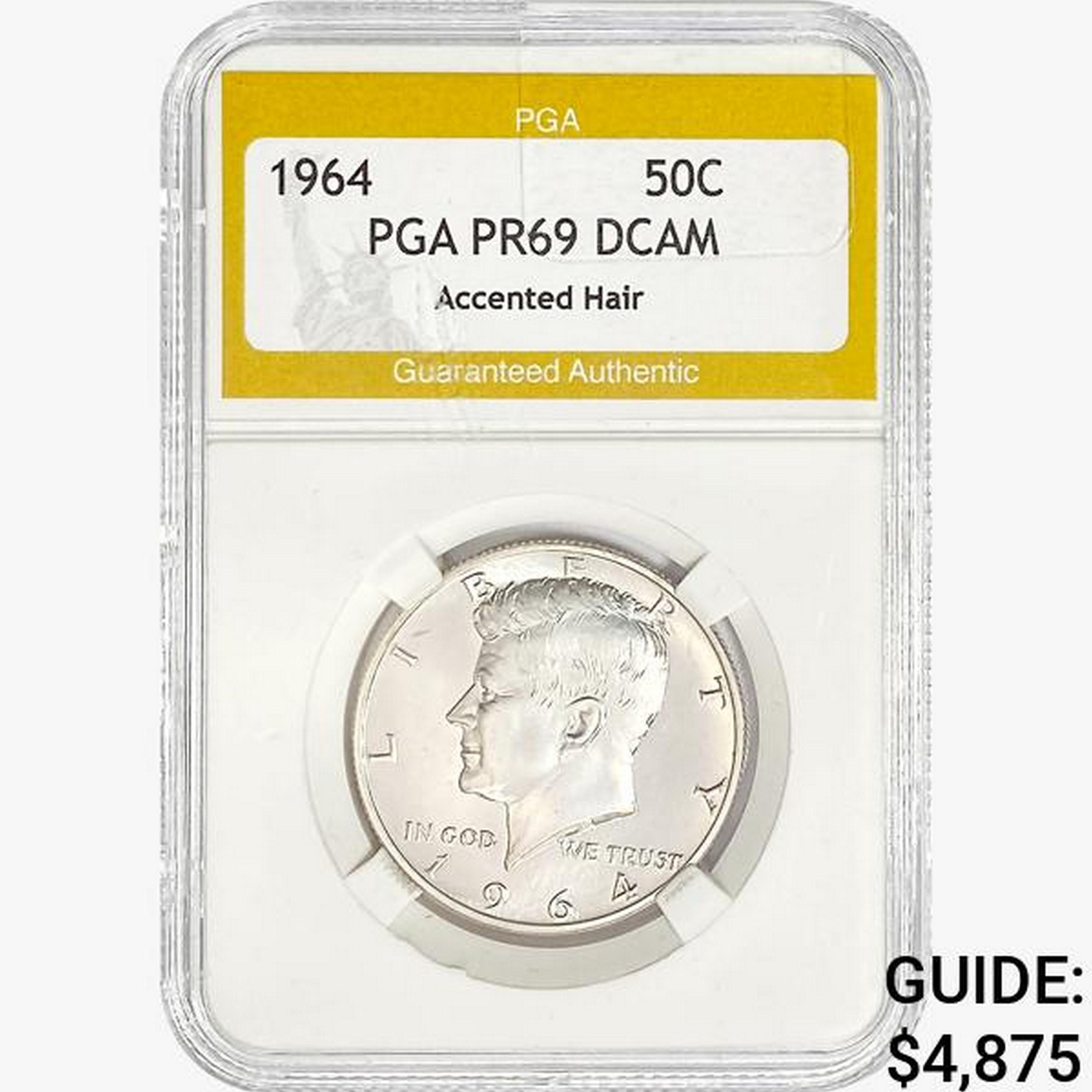 1964 Kennedy Half Dollar PGA PR69 DCAM Accented Ha