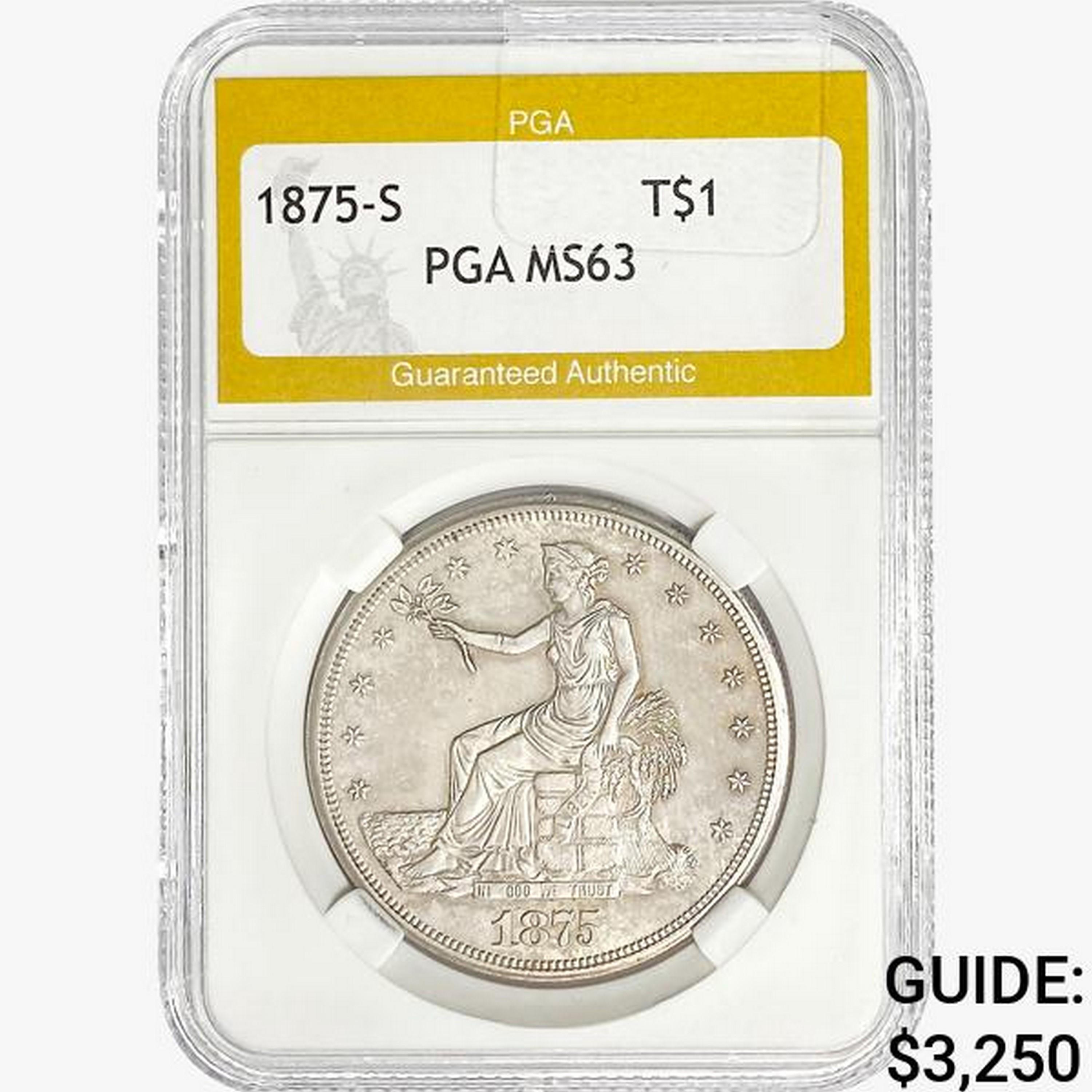 1875-S Silver Trade Dollar PGA MS63