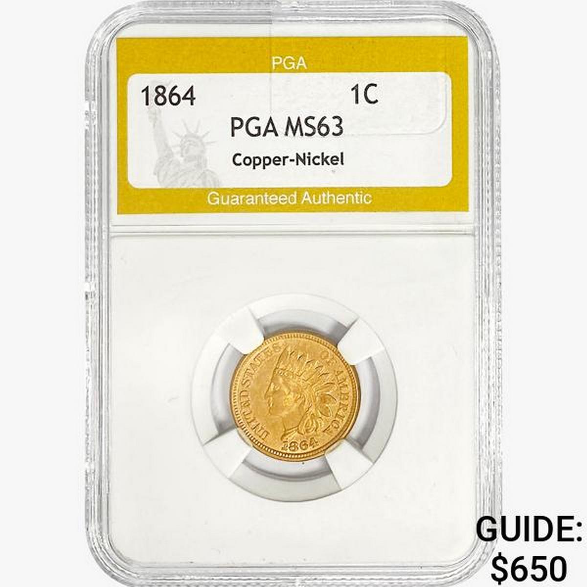 1864 Indian Head Cent PGA MS63 Copper-Nickel