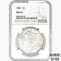 1881 Morgan Silver Dollar NGC MS61