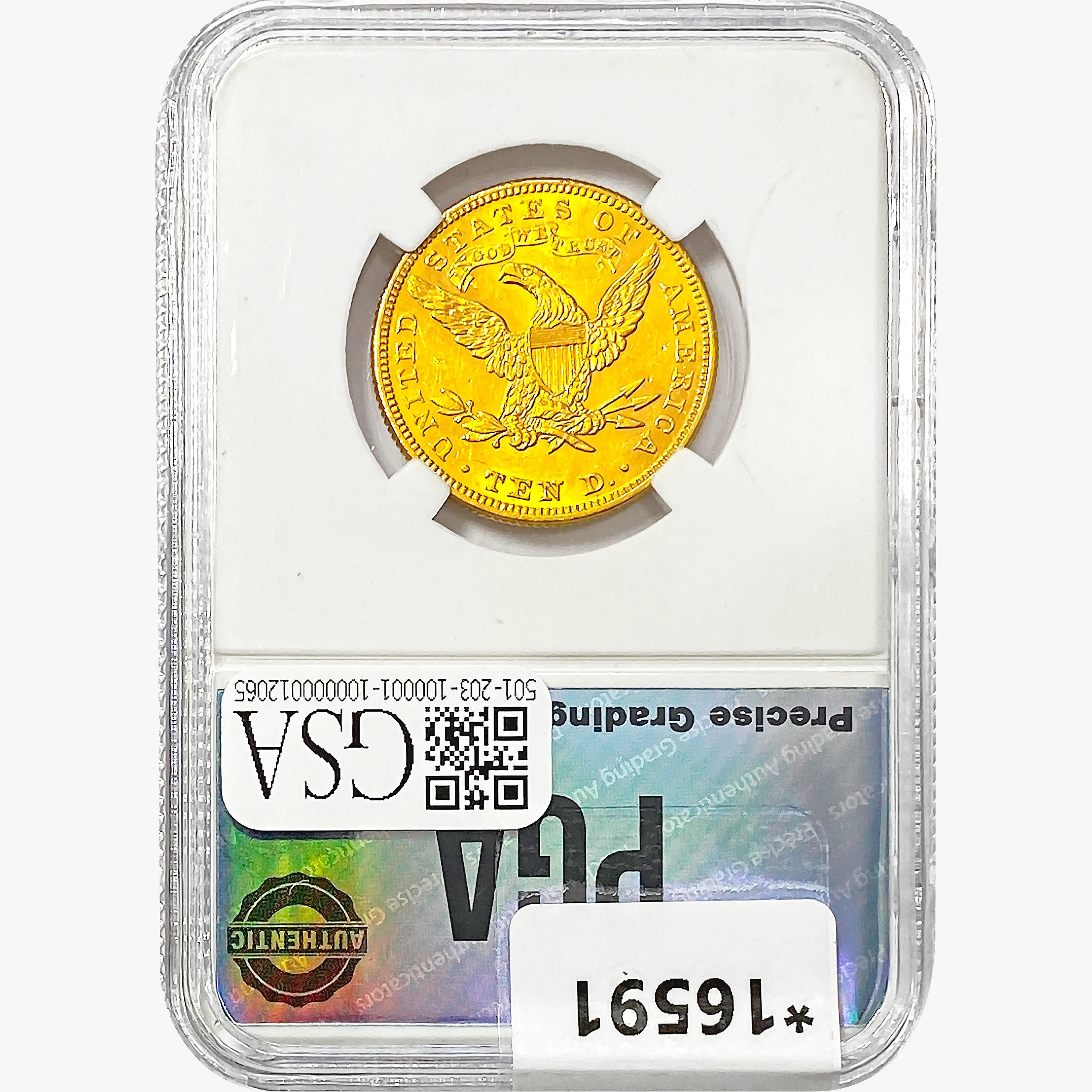 1882 $10 Gold Eagle PGA MS63+