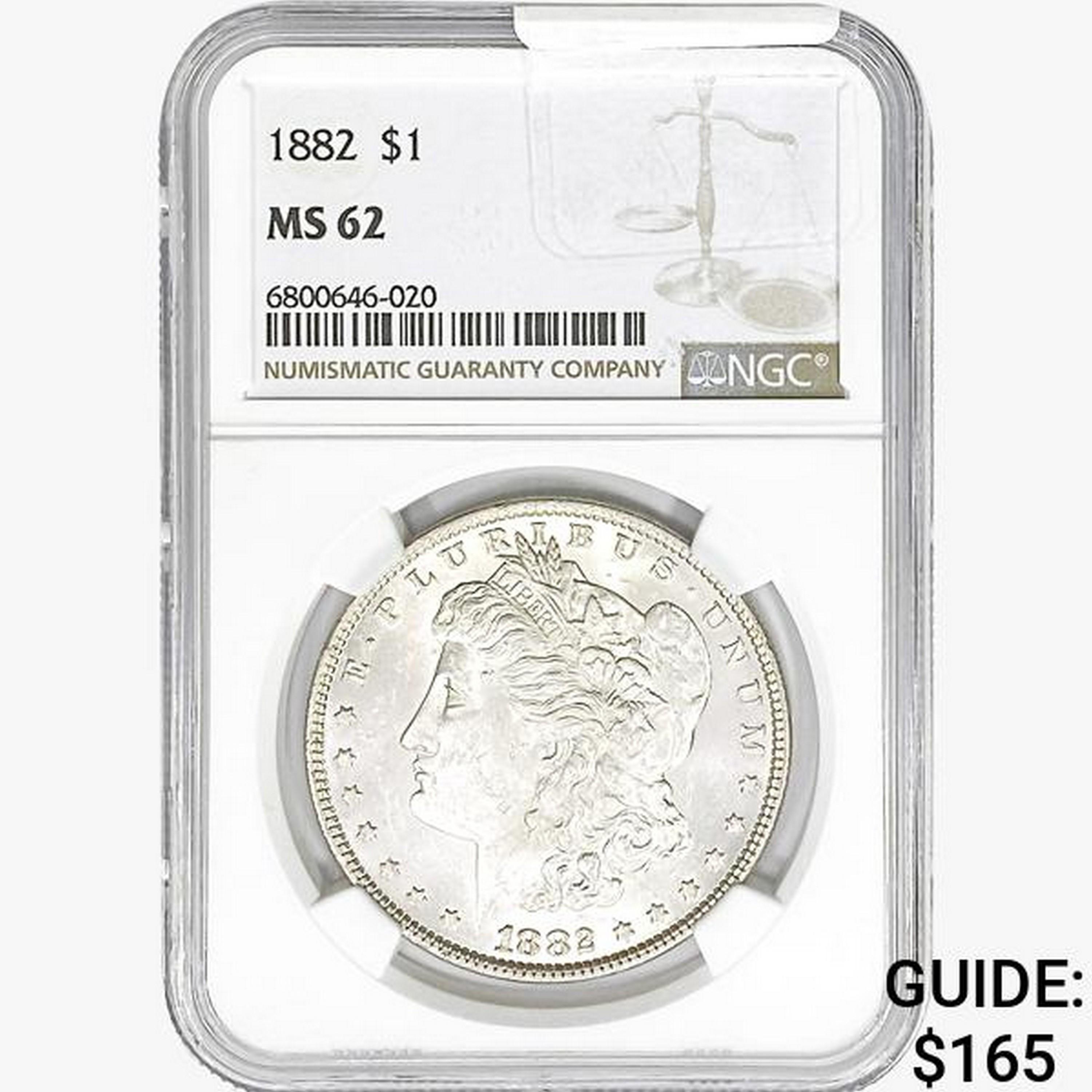 1882 Morgan Silver Dollar NGC MS62