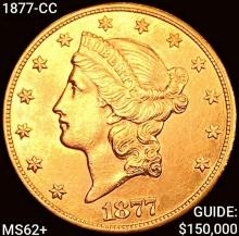 1877-CC $20 Gold Double Eagle UNCIRCULATED +