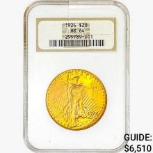 1924 $20 Gold Double Eagle NGC MS64