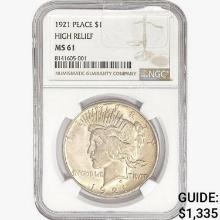 1921 Silver Peace Dollar NGC MS61 HR
