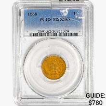 1868 Indian Head Cent PCGS MS62 BN