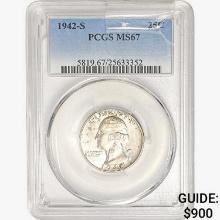 1942-S Washington Silver Quarter PCGS MS67