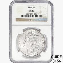 1886 Morgan Silver Dollar NGC MS62