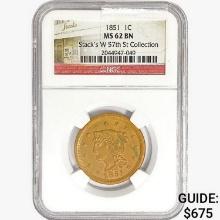 1851 Braided Hair Large Cent NGC MS62 BN