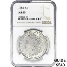1884 Morgan Silver Dollar NGC MS65