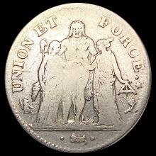 1796 France Silver 5 Francs LIGHTLY CIRCULATED