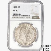 1891 Morgan Silver Dollar NGC AU50