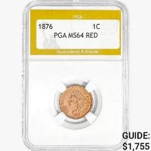 1876 Indian Head Cent PGA MS64 RED