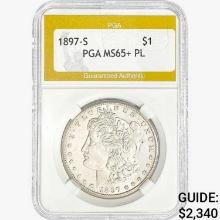 1897-S Morgan Silver Dollar PGA MS65+ PL