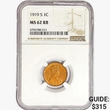 1919-S Wheat Cent NGC MS62 RB