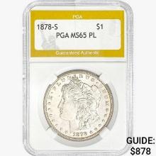1878-S Morgan Silver Dollar PGA MS65 PL