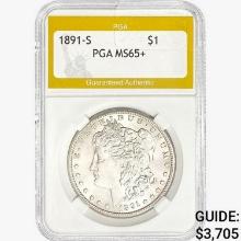 1891-S Morgan Silver Dollar PGA MS65+