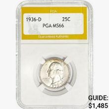 1936-D Washington Silver Quarter PGA MS66