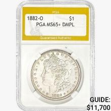 1882-O Morgan Silver Dollar PGA MS65+ DMPL