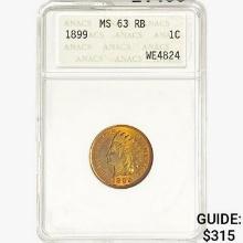1899 Indian Head Cent ANACS MS63 RB