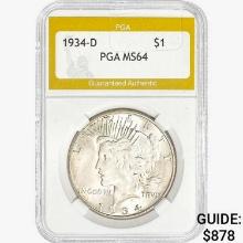 1934-D Silver Peace Dollar PGA MS64