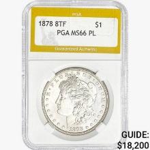 1878 8TF Morgan Silver Dollar PGA MS66 PL