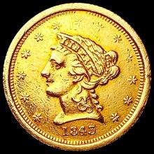 1843-O Sm Date $2.50 Gold Quarter Eagle NEARLY UNC