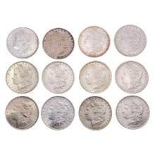 1878-1896 UNC Morgan Silver Dollars [12 Coins]