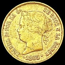 1865 Philippines .1903oz Gold 4 Pesos LIGHTLY CIRC
