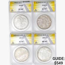 1891-1926 [4] US Varied Silver Dollars ANACS MS/AU
