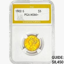 1902-S $5 Gold Half Eagle PGA MS66+