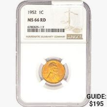 1952 Wheat Cent NGC MS66 RD