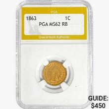 1863 Indian Head Cent PGA MS62 RB