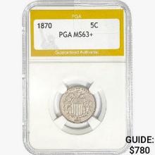 1870 Shield Nickel PGA MS63+