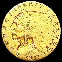 1911 $2.50 Gold Quarter Eagle NEARLY UNCIRCULATED