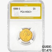 1888-S $5 Gold Half Eagle PGA MS63+